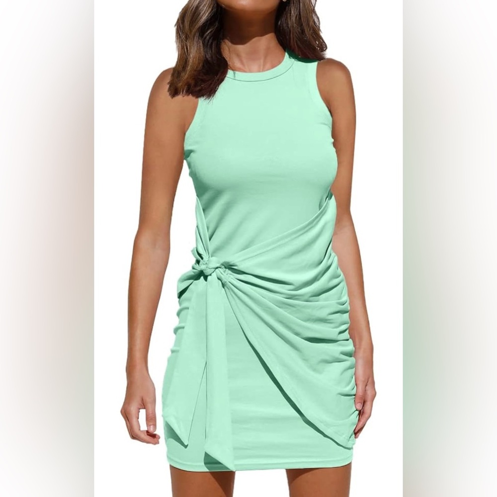 Mint green casual dress, never worn but washed once